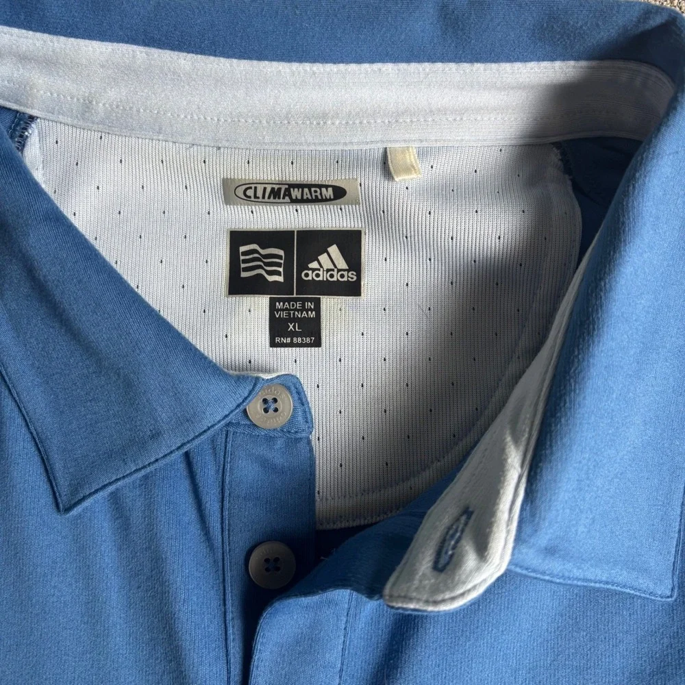 Adidas Polo‎ Shirt Mens XL Blue ClimaWarm Long Sleeve Golf Athletic